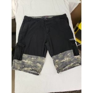 Coogi Mens Black Camouflauge Cargo Shorts Size W50 Drawstring 100% Cotton